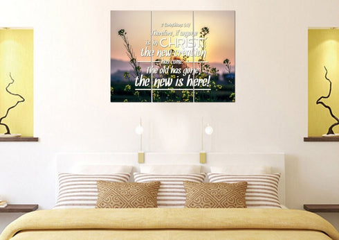 2 Corinthians 5:17 If Anyone is in Christ the New Creation has Come Bible Verse Canvas Wall Art