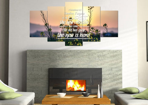2 Corinthians 5:17 If Anyone is in Christ the New Creation has Come Bible Verse Canvas Wall Art