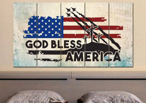 3 Crosses #6 American Flag Patriotic Wall Art