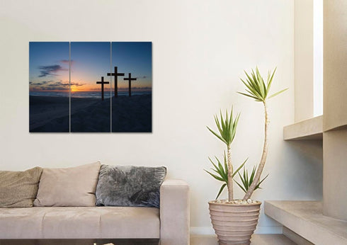 3 Crosses at Sunrise Sunset Wall Art #35 Canvas