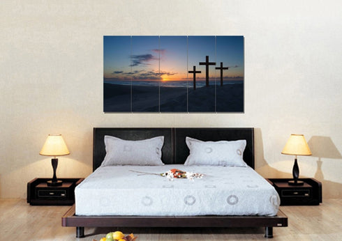 3 Crosses at Sunrise Sunset Wall Art #35 Canvas