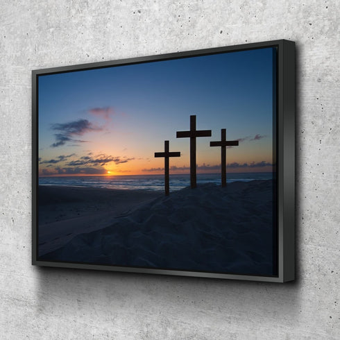 3 Crosses at Sunrise Sunset Wall Art #35 Canvas