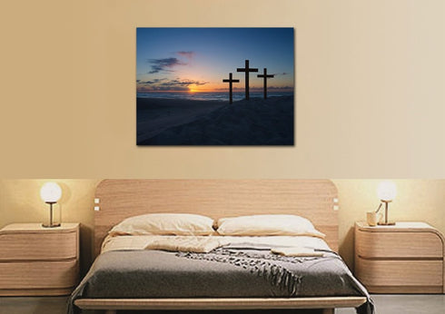 3 Crosses at Sunrise Sunset Wall Art #35 Canvas