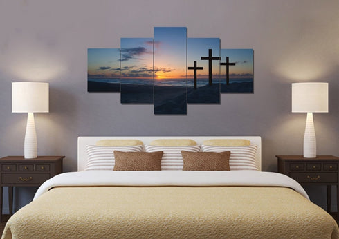 3 Crosses at Sunrise Sunset Wall Art #35 Canvas