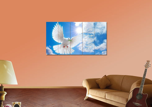 #4 Dove flying in the sky on Psalm 91:4 Wall Art