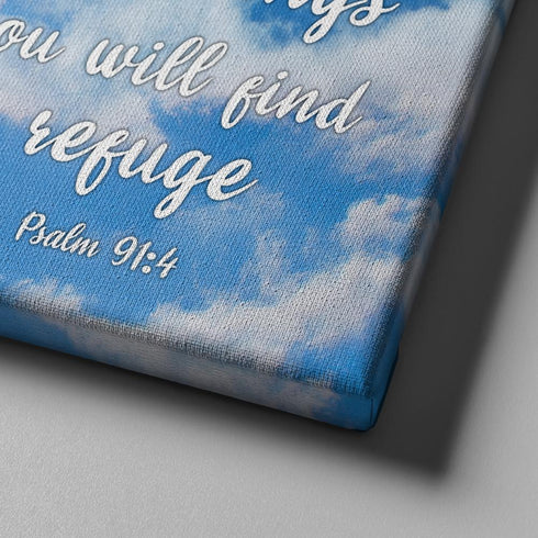 #4 Dove flying in the sky on Psalm 91:4 Wall Art