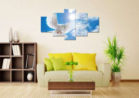 #4 Dove flying in the sky on Psalm 91:4 Wall Art