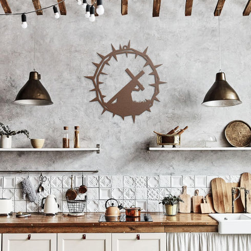 #45 Jesus Carrying Cross Metal Sign