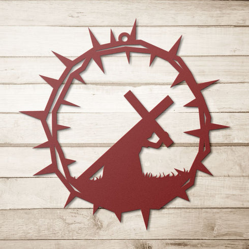 #45 Jesus Carrying Cross Metal Sign