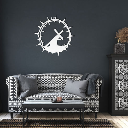 #45 Jesus Carrying Cross Metal Sign