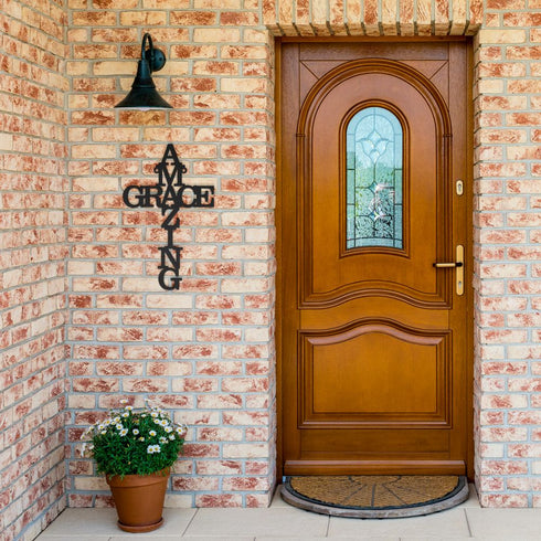 #5 Amazing Grace Cross Metal Sign