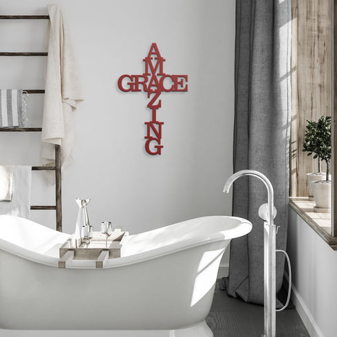 #5 Amazing Grace Cross Metal Sign