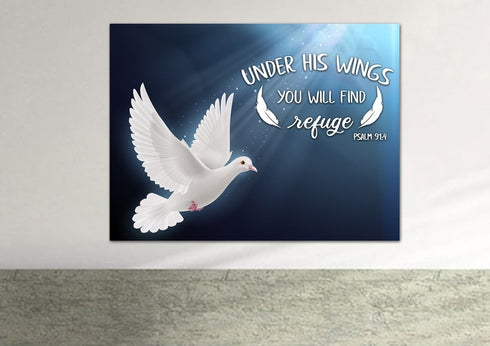 #5 Psalm 91:4 Find Refuge Under His Wings with Dove Wall Art