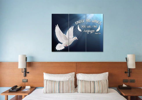 #5 Psalm 91:4 Find Refuge Under His Wings with Dove Wall Art