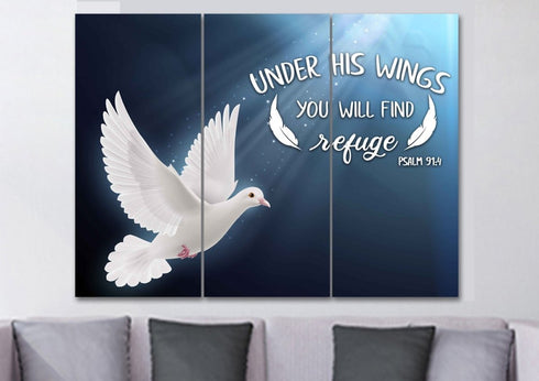 #5 Psalm 91:4 Find Refuge Under His Wings with Dove Wall Art