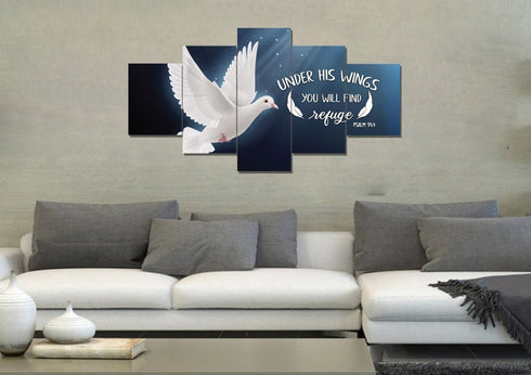 #5 Psalm 91:4 Find Refuge Under His Wings with Dove Wall Art
