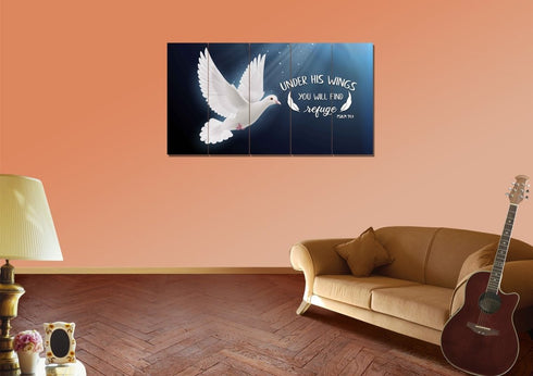#5 Psalm 91:4 Find Refuge Under His Wings with Dove Wall Art