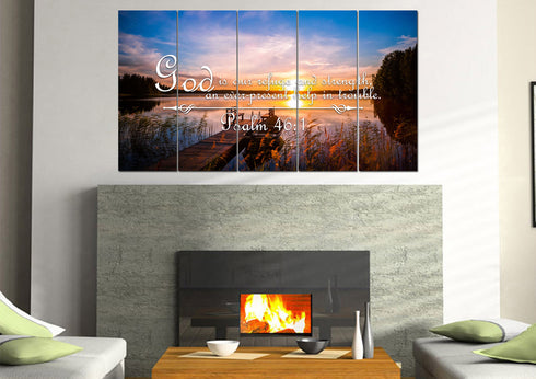 Psalm 46:1 God is our Refuge and Strength Canvas Wall Art Print