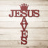 #6 Jesus Saves Crown & Cross Metal Sign