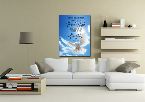 #6 Psalm 91:1 Dove Wall Art – “He Who Dwells in the Shelter of the Most High”