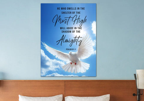 #6 Psalm 91:1 Dove Wall Art – “He Who Dwells in the Shelter of the Most High”