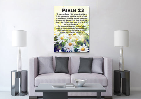 #9 Field of Daisies & Psalm 23 The Lord is my Shepherd Canvas Print