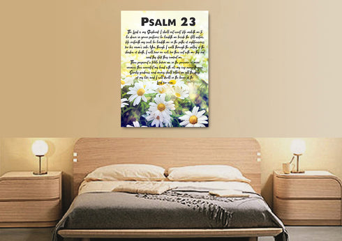 #9 Field of Daisies & Psalm 23 The Lord is my Shepherd Canvas Print