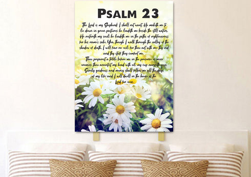 #9 Field of Daisies & Psalm 23 The Lord is my Shepherd Canvas Print
