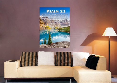 #10 Turquoise lake & Psalm 23 The Lord is my Shepherd Canvas Print