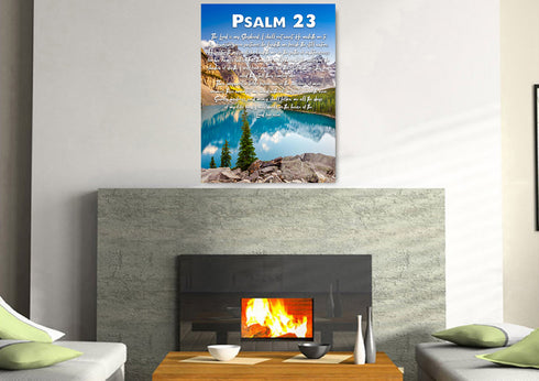 #10 Turquoise lake & Psalm 23 The Lord is my Shepherd Canvas Print