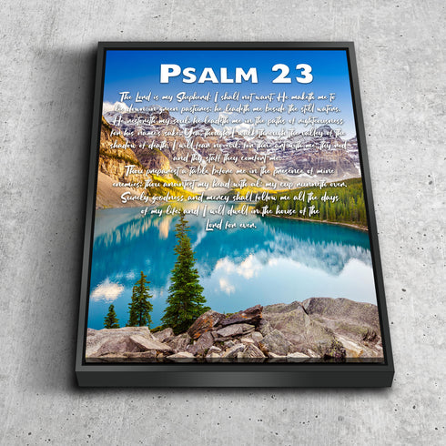 #10 Turquoise lake & Psalm 23 The Lord is my Shepherd Canvas Print