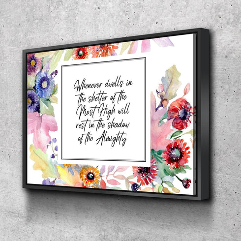 #7 Psalm 91:1 Floral Watercolor Wall Art