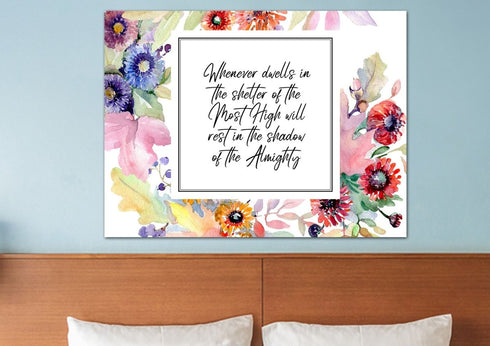 #7 Psalm 91:1 Floral Watercolor Wall Art