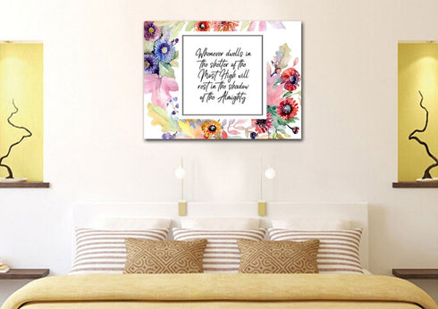 #7 Psalm 91:1 Floral Watercolor Wall Art