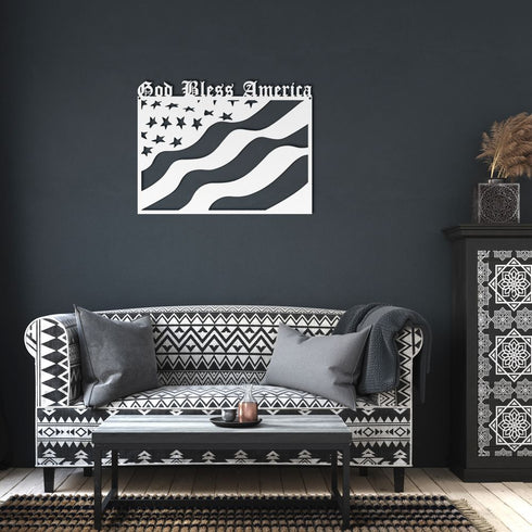 #70 - USA Flag Metal Décor – God Bless America Sign