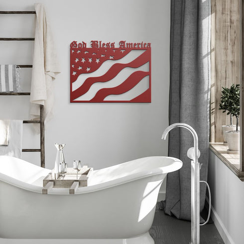 #70 - USA Flag Metal Décor – God Bless America Sign