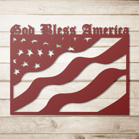 #70 - USA Flag Metal Décor – God Bless America Sign