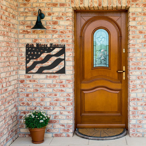 #70 - USA Flag Metal Décor – God Bless America Sign
