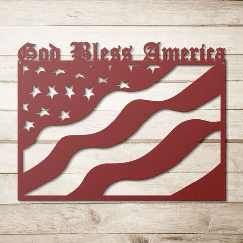 #70 - USA Flag Metal Décor – God Bless America Sign