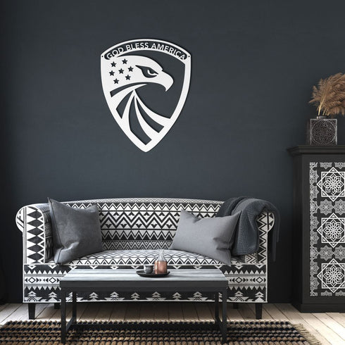 #74 - American Shield Eagle Metal Sign – Patriotic Wall Décor