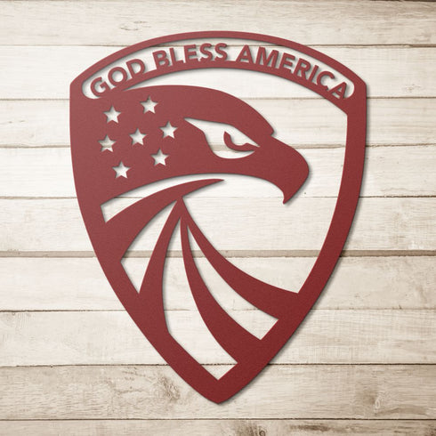 #74 - American Shield Eagle Metal Sign – Patriotic Wall Décor