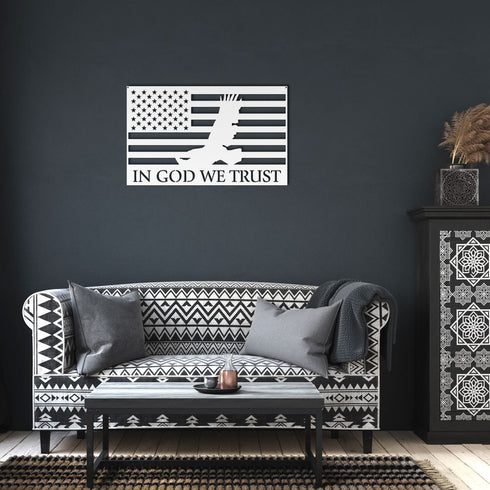 #83 - American Flag with In God we Trust Metal Sign