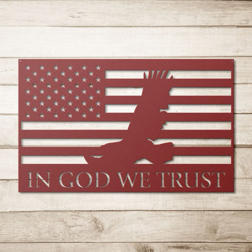 #83 - American Flag with In God we Trust Metal Sign