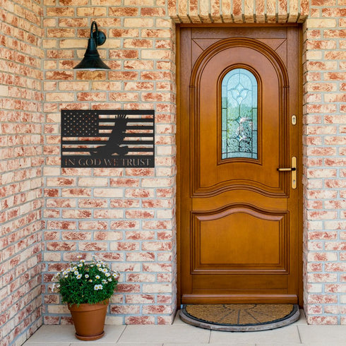 #83 - American Flag with In God we Trust Metal Sign