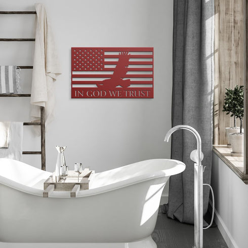 #83 - American Flag with In God we Trust Metal Sign
