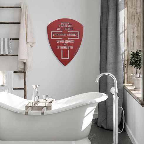 #89 - Philippians 4:13 Bold Shield with Cross Metal Sign