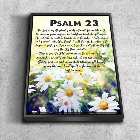 #9 Field of Daisies & Psalm 23 The Lord is my Shepherd Canvas Print