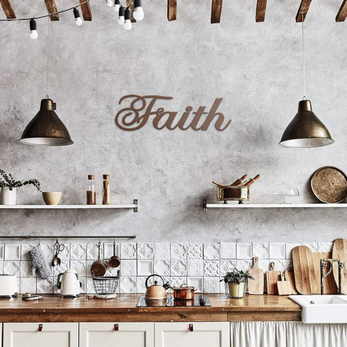 #91 - Faith written in Cursive Metal Sign