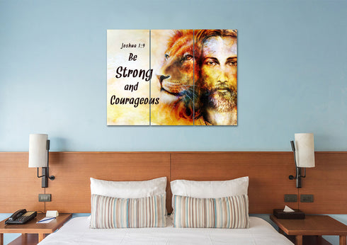 Jesus & Lion #9 Joshua 1:9 Be Strong and Courageous Wall Art