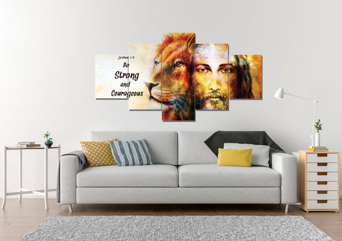 Jesus & Lion #9 Joshua 1:9 Be Strong and Courageous Wall Art